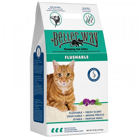 Better Way Flushable комкующийся наполнитель цеолит с натуральным ароматизатором свежести для кошачьего туалета - 5,44 кг