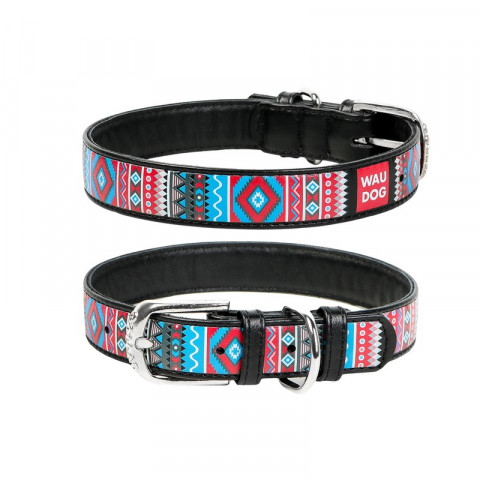 Ошейник Waudog с рисунком Этно ширина 20 мм, длина 30-39 смчерный 1 ш