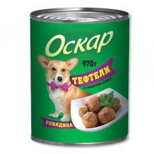 Оскар влажный корм для собак с тефтелями говядины в соусе - 970 г