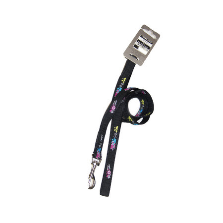 Rogz поводок для средних собак 140 см черный с лапами