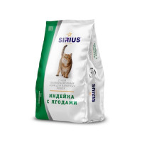 Sirius Сухой корм для взрослых кошек, индейка с ягодами - 400 г