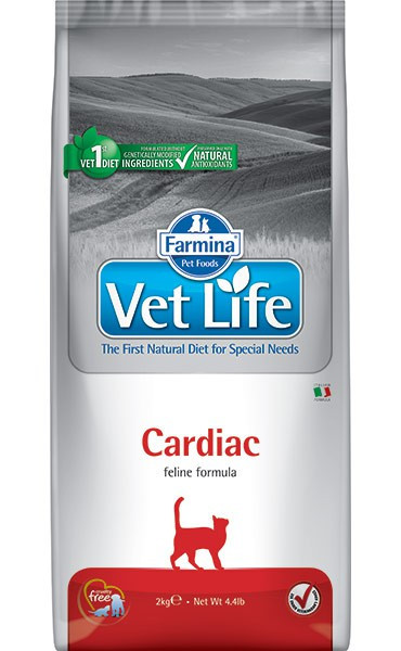 Farmina Vet Life Cat Cardiac (Диетический сухой корм для кошек для поддержания работы сердца при хронической сердечной недостаточности) 2 кг
