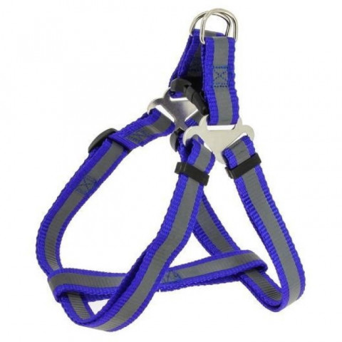 Rogz Шлейка светоотражающая для средних собак (45-75 см) SJ55B, серая с синим орнаментом