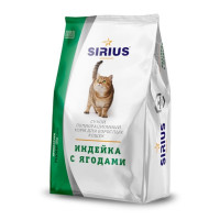 Sirius Сухой корм для взрослых кошек, индейка с ягодами - 1,5 кг