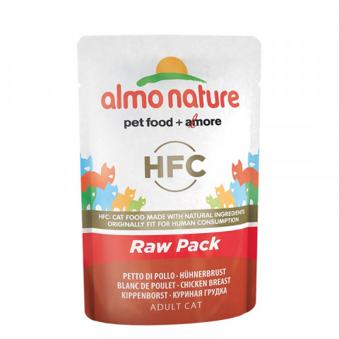 Almo Nature Classic Raw Pack Adult Cat Chicken Breast паучи с 75% мяса (куриная грудка) для взрослых кошек - 55 г