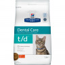 Hill's Prescription Diet t/d Dental Care корм для кошек диета для поддержания здоровья ротовой полости курица 1,5 кг