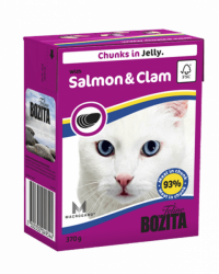 Bozita кусочки в желе с лососем и мидиями для кошек - 370 г