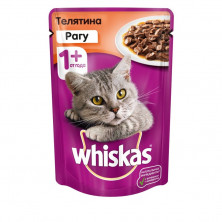 Whiskas паучи в форме рагу с телятиной для взрослых кошек от 1 года - 85 г