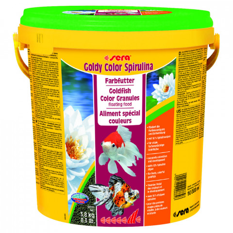 Sera Goldy Color Spirulina Корм для золотых рыб в гранулах для улучшения окраски - 10 л