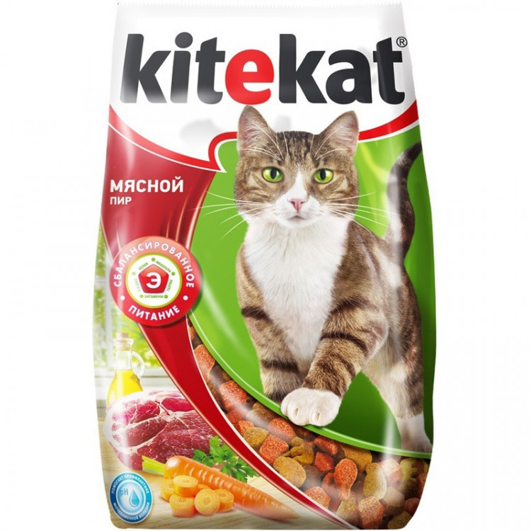 Kitekat сухой корм для взрослых кошек Мясной пир - 15 кг