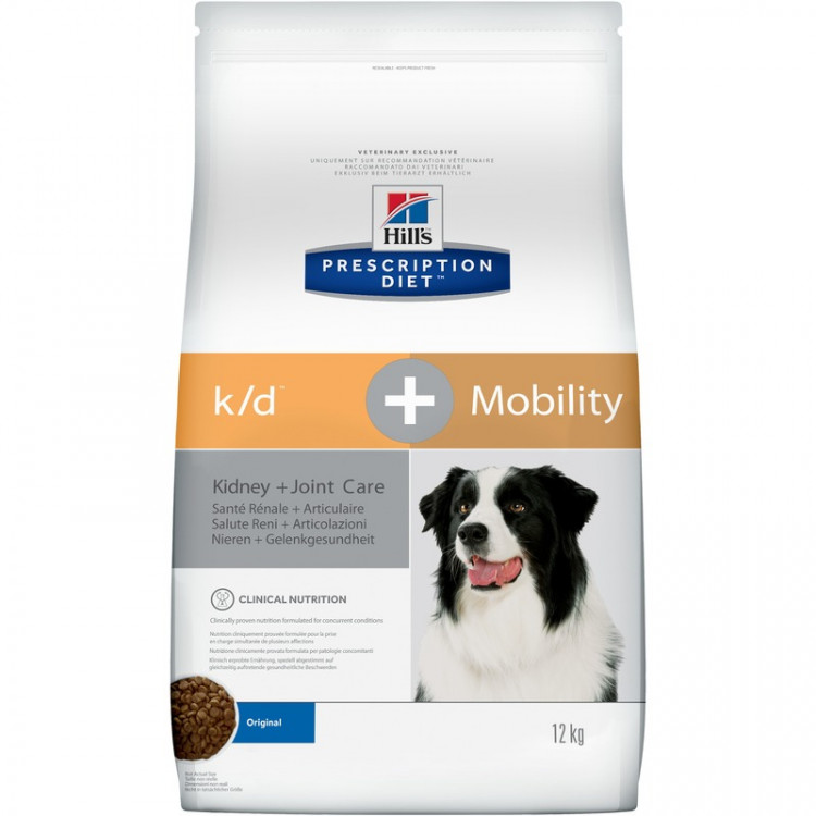 Hill's Prescription Diet k/d + Mobility Kidney+Joint Care корм для собак диета для поддержания здоровья почек и суставов одновременно 12 кг