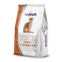 Sirius Сухой корм для взрослых кошек, утка с ягодами - 1,5 кг
