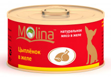 Влажный корм Molina для взрослых собак с цыпленком в желе в консервах - 85 г