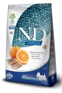 Farmina N&D Ocean Dog Herring and Orange Adult Mini беззерновой сухой корм для взрослых собак мелких пород с сельдью и апельсином - 2,5 кг