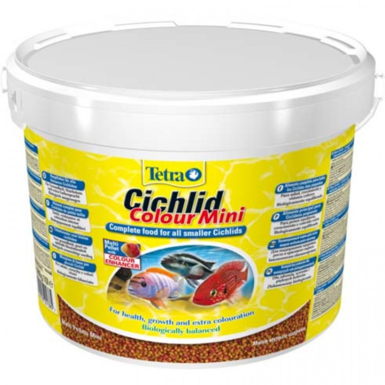 Корм Tetra Cichlid Colour Mini для всех видов цихлид для улучшения окраса - 10 л (ведро) 3.9 кг