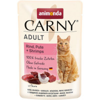 Animonda Carny Adult влажный корм для взрослых кошек с говядиной, индейкой и креветками в паучах - 85 г