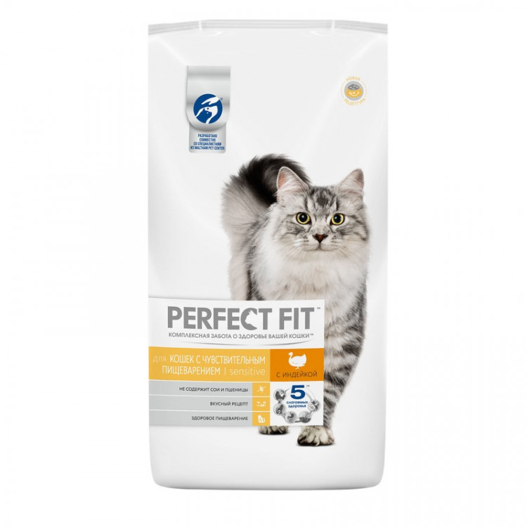 Perfect Fit Sensitive сухой корм для взрослых кошек с чувствительным пищеварением с индейкой - 3 кг