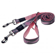 Поводок перестежка Rogz для собак крупных и средних пород розовый 1,0-1,3-1,6 м