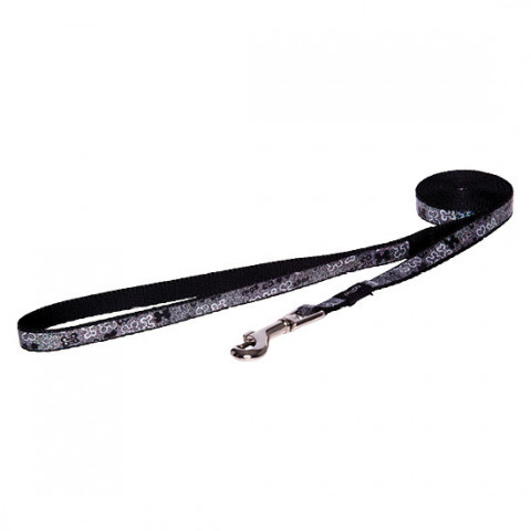 Rogz Поводок светоотражающий для средних собак 180 см, ширина 20 мм HLL55A, серый с черным орнаментом
