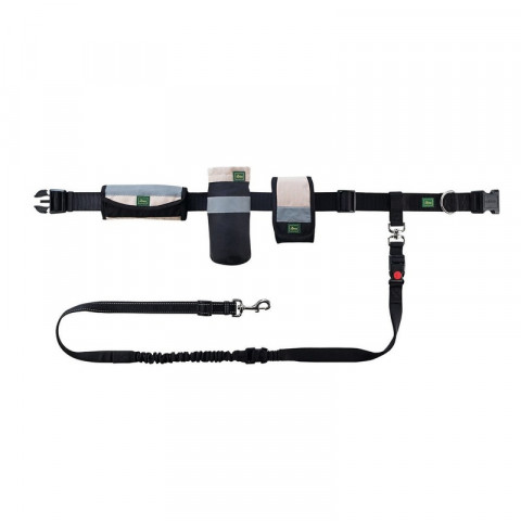 Hunter пояс с поводком 120 см для бега с собакой Tacoma Active черный/бежевый
