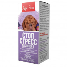 Api-San Стоп-Стресс таблетки для снижения возбуждения и коррекции поведения у собак крупных пород от 30 кг 500 мг