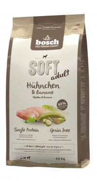 Bosch Soft с курицей и бананами полувлажный корм для взрослых собак 1 кг