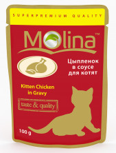 Влажный корм Molina для взрослых кошек с цыпленком в соусе в паучах - 100 г