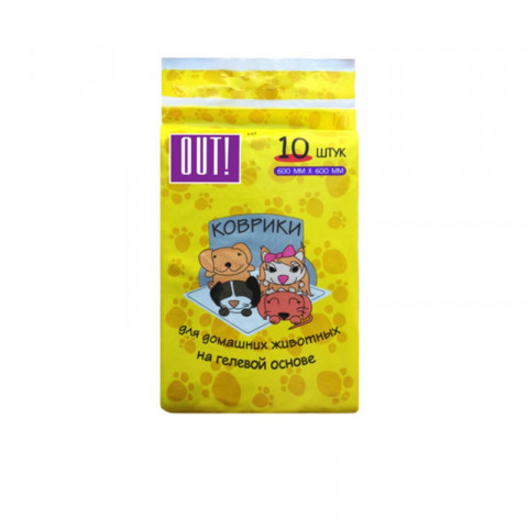 Впитывающие коврики (пеленки) OUT! для собак на клейкой ленте - 10 шт 600x600 мм 1 ш