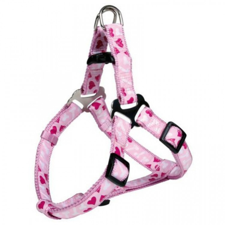 Шлейка Trixie Easy для собак 30-40 см/15 мм нейлоновая розовая с сердцами 1 ш