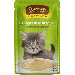 Деревенские лакомства паштет для котят с цыпленком - 70 г