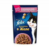 Felix Sensations 85 г пауч консервы для кошек, лосось и треска 1х26