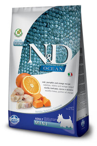 Farmina N&D Codfish, Pumpkin & Orange Adult Mini беззерновой корм для собак мелких пород, треска с апельсином и тыквой- 2,5 кг