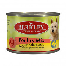 Berkley Adult Dog Menu Poultry Mix № 9 паштет для взрослых собак с натуральным мясом цыплёнка, индейки, утки - 200 г