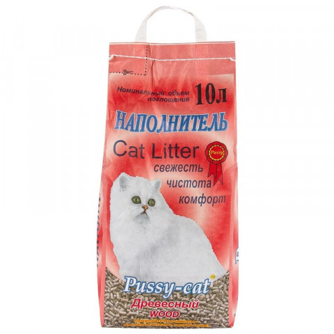 Pussy-Cat древесный впитывающий наполнитель для кошек - 10 л