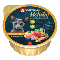 Зоогурман Holistic влажный корм для взрослых кошек с уткой и шпинатом - 100 г