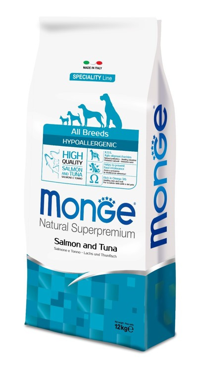 Monge Dog Speciality Hypoallergenic для собак гипоаллергенный лосось с тунцом - 12 кг