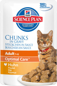 Влажный корм Hill's Science Plan для взрослых кошек для поддержания жизненной энергии и иммунитета, пауч с курицей в соусе - 85 г