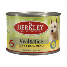 Berkley Adult Dog Menu Veal & Rice № 5 паштет для взрослых собак с натуральной телятиной с рисом и ароматным бульоном - 200 г