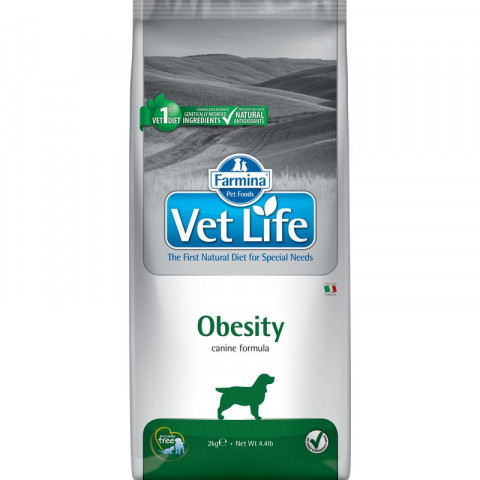 Farmina Vet Life Natural Diet Dog Obesity сухой корм для собак с избыточным весом с курицей- 2 кг