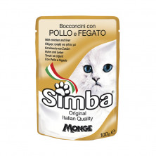 Simba Cat Pouch влажный корм в паучах для взрослых кошек с курицей и печенью - 100 г