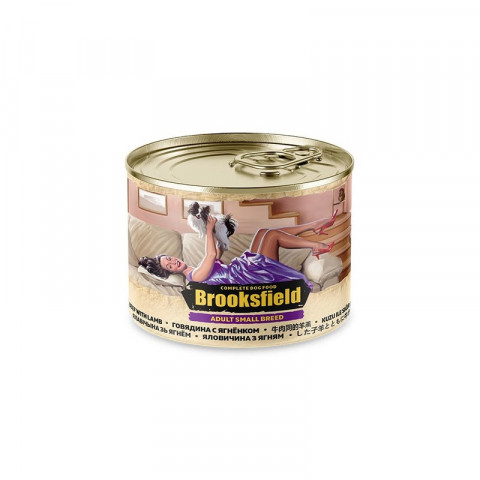 Brooksfield Adult Small Breed Dog влажный корм для собак мелких пород с говядиной, ягнёнком и рисом в консервах - 200 г