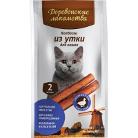 Деревенские лакомства Мясные мини колбаски из утки для кошек 100 шт по 4 г