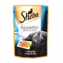 Sheba "Appetito" паучи в форме ломтиков тунца и лосося в желе для взрослых кошек - 85 г