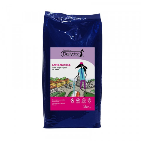 Dailydog Adult All Breed сухой корм для взрослых собак всех пород с ягненком и рисом 3 кг
