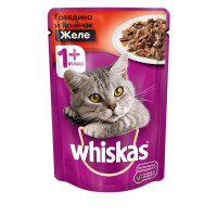 Whiskas паучи в форме желе с говядиной и ягненком для взрослых кошек от 1 года - 85 г