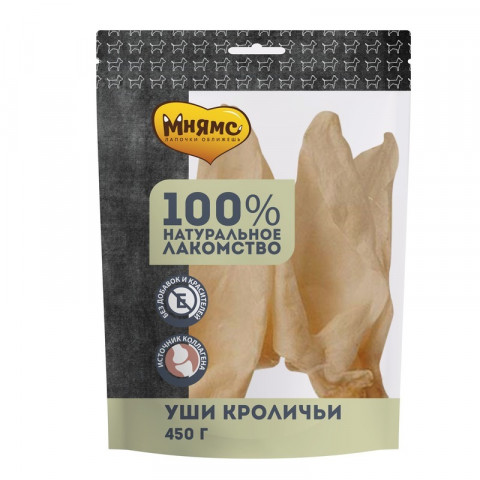 Мнямс лакомство для собак уши кроличьи 450 г