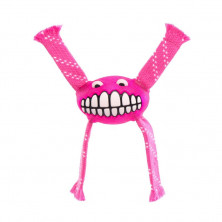 Игрушка для собак ROGZ Flossy Grinz S с принтом \"зубы\" и пищалкой розовая - 165 мм