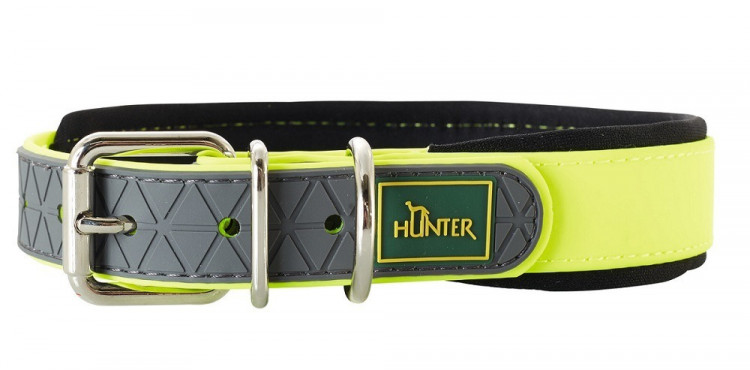 Hunter ошейник для собак Convenience Comfort 50 (37-45 см)/2,5 см биотановый мягкая горловина желтый неон