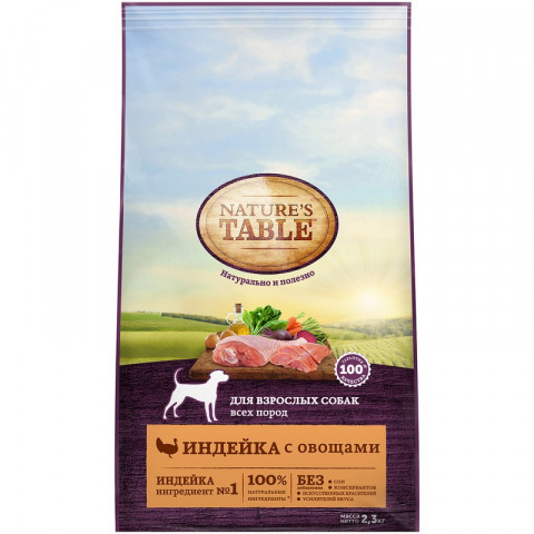 Nature`s Table сухой корм для собак с индейкой и овощами - 2.3 кг