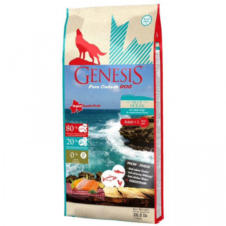 Genesis Pure Canada Blue Ocean Adult для взрослых собак всех пород с лососем, сельдью и курицей - 11.79 кг